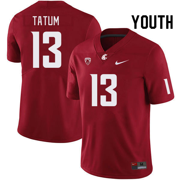Youth #13 Dominic Tatum Washington State Cougars College Football Jerseys Stitched Sale-Crimson